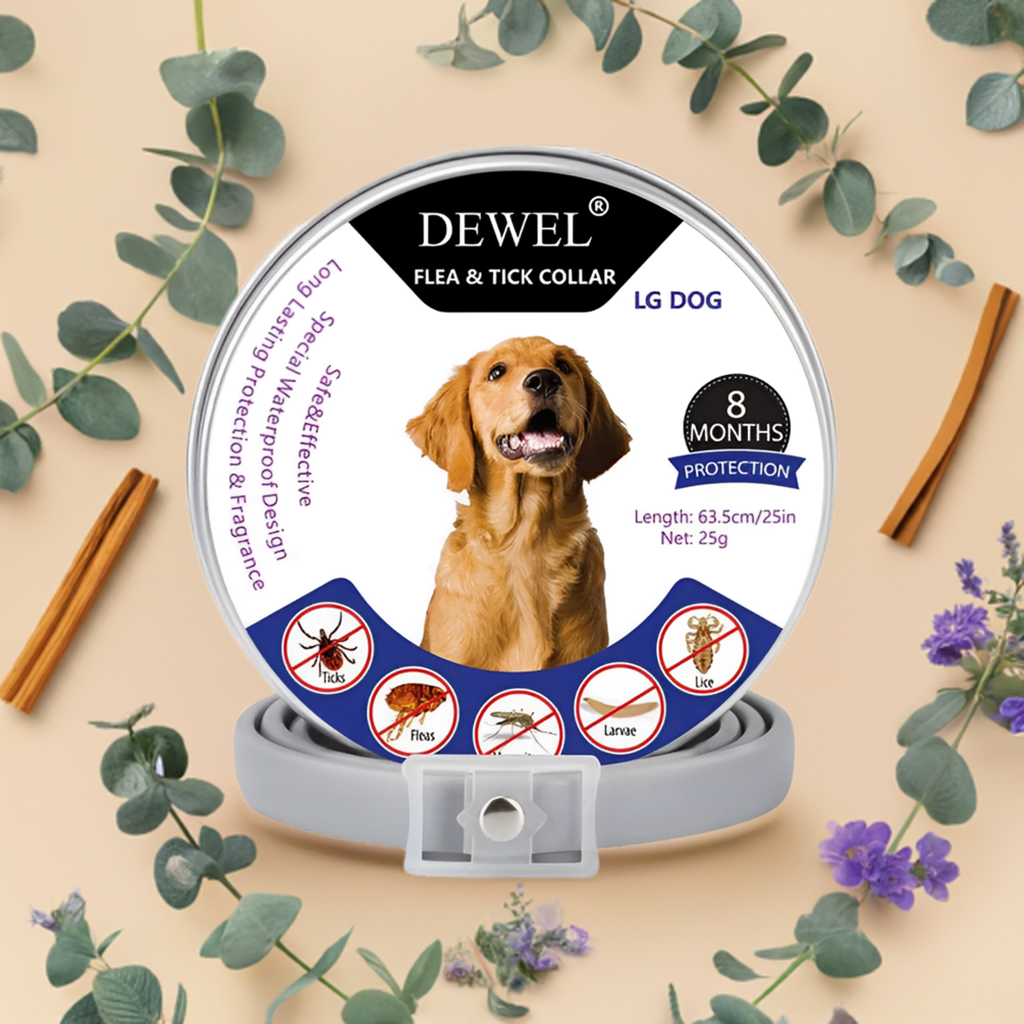 DEWEL Flea Tick Repellent Collar for Dogs Natural Adjustable Vet Recommended DEWELPRO LLC