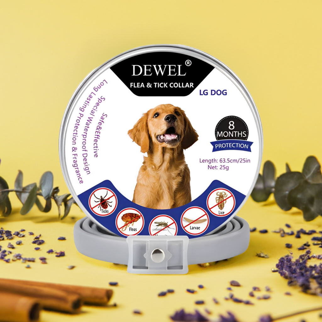 DEWEL™ Natürliches, von Tierärzten empfohlenes Floh- und Zeckenbehandlungs- und Präventionshalsband für Hunde