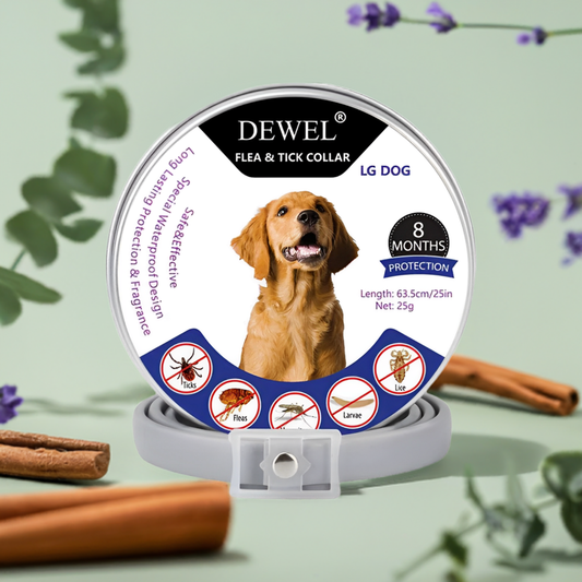 DEWEL™ Adjustable Flea & Tick Collar for Dogs – Natural, Non-Toxic, Vet-Recommended — 8-Month Dog Protection