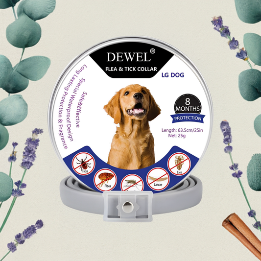 DEWEL™ Flea Collar for Dogs – Natural, Vet-Recommended, Adjustable, Non-Toxic, 8 Months of Tick Protection