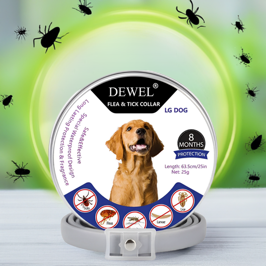 DEWEL™ Proven Flea & Tick Collar That Works — Vet-Approved, Non-Toxic, 8-Months Natural Protection