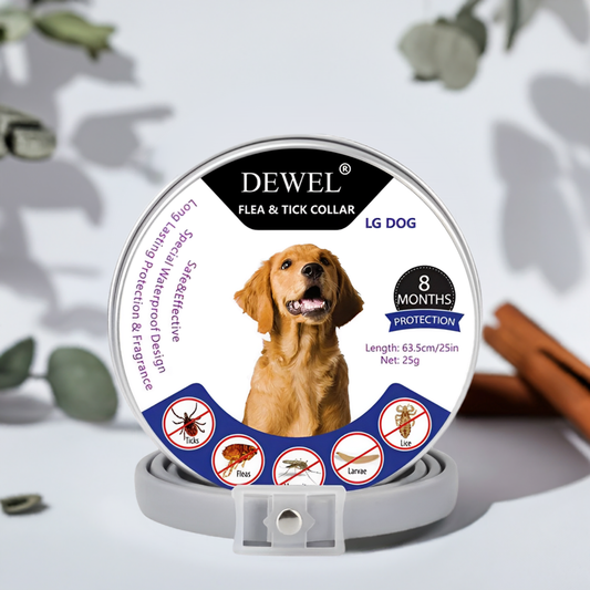 DEWEL™ Natural Flea & Tick Protection for Dogs — Vet-Approved, Non-Toxic, 8-Month Protection for All Breeds