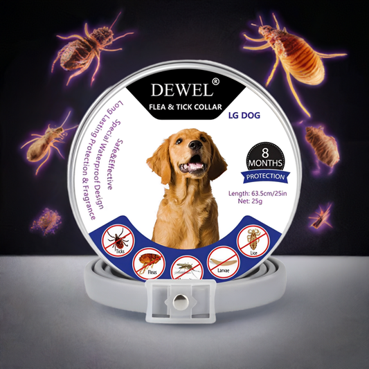 DEWEL™ 8-Month Flea & Tick Protection Collar – Vet-Approved, Non-Toxic Solution for All Breeds!