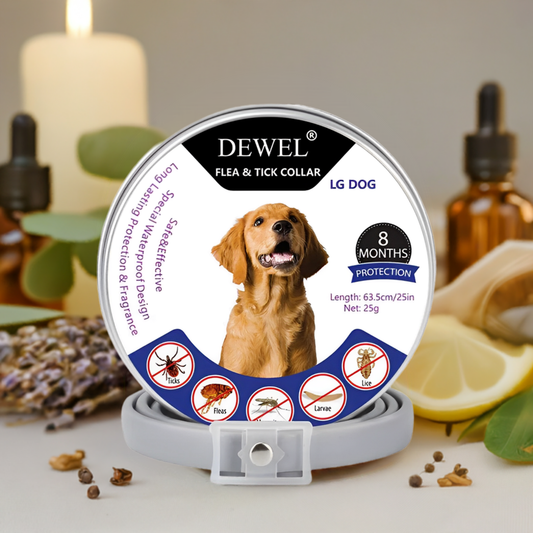 DEWEL™ Best Flea & Tick Prevention Collar for Dogs – Vet-Approved, Non-Toxic, 8-Months Natural Protection