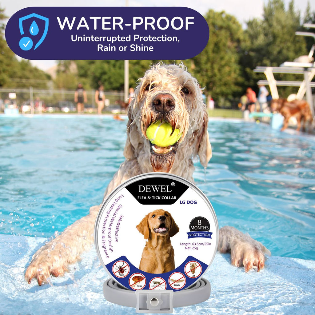 DEWEL™ Flea & Tick Repellent Collar for Dogs – Natural, Adjustable, Vet Recommended for Large Dogs