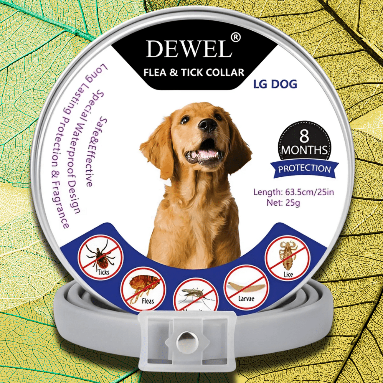 Herbal Flea & Tick Collar for Dogs (8-Month Natural Protection) — DEWEL™