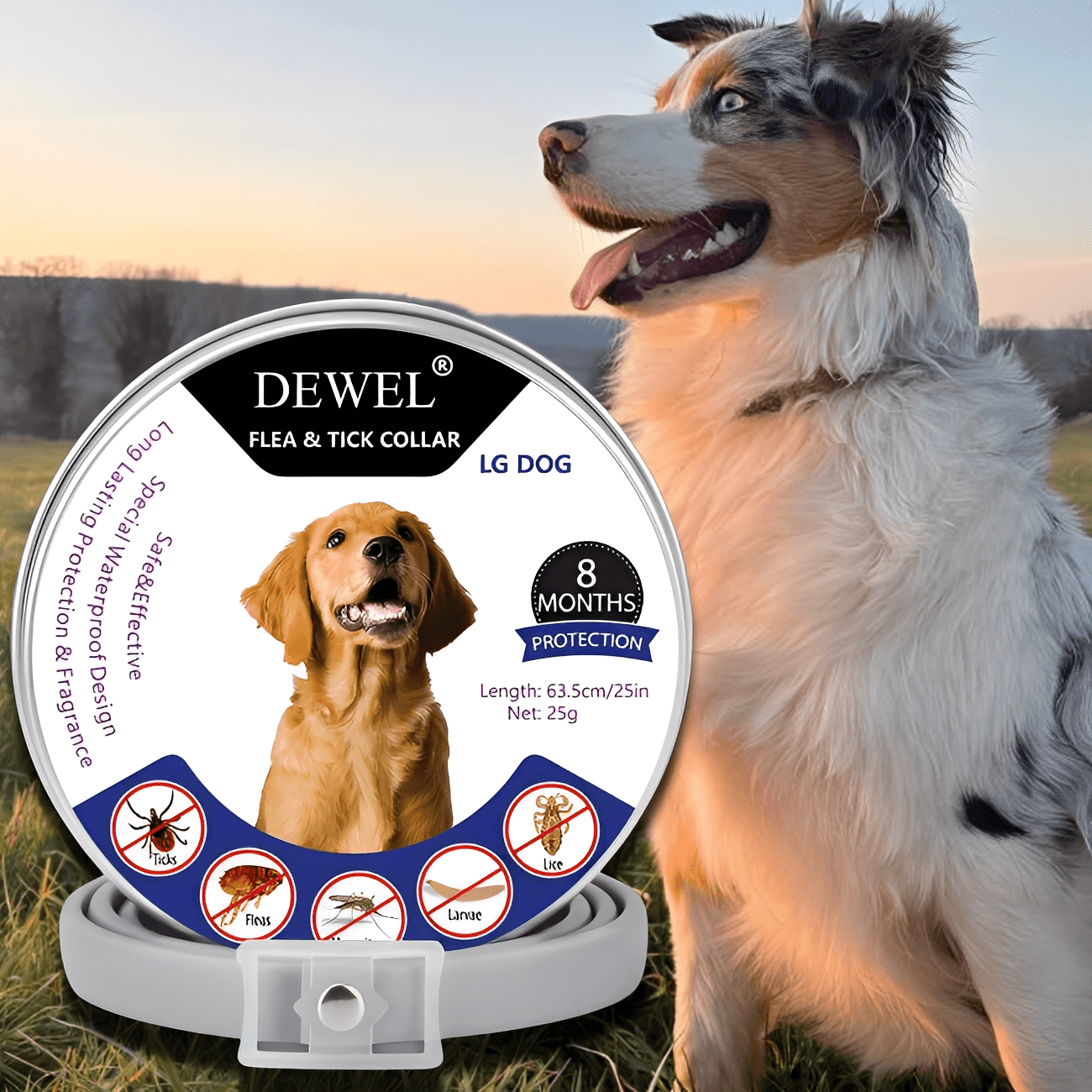 Herbal Flea & Tick Collar for Dogs (8-Month Natural Protection) — DEWEL™