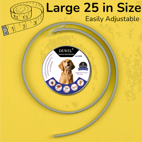 Total Collar Length: 25 Inches — DEWEL Flea & Tick Collar for Dogs